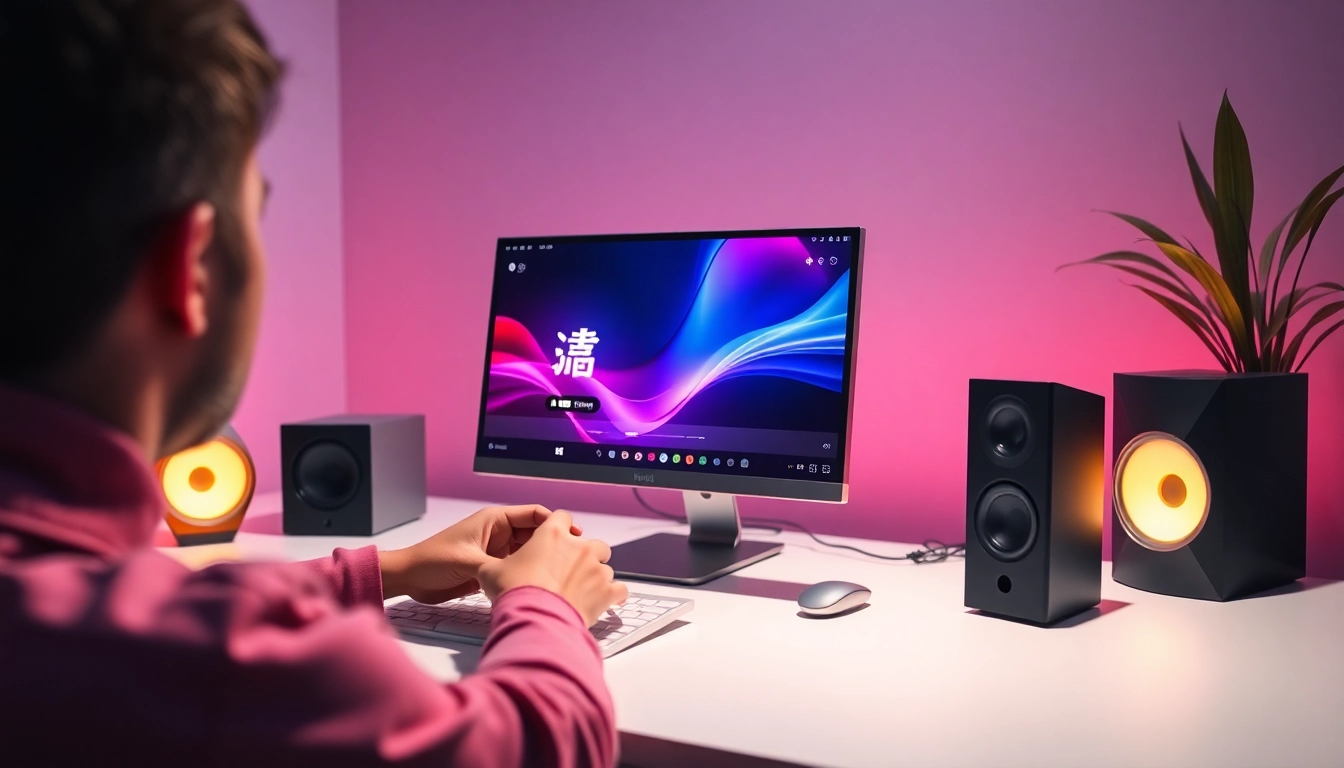 Engage with 汽水音乐电脑版 while enjoying a vibrant music playlist on a stylish desktop.