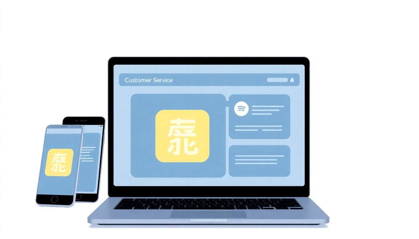 Experience the efficiency of 美洽客服系统 with a modern customer service interface on laptop and mobile.
