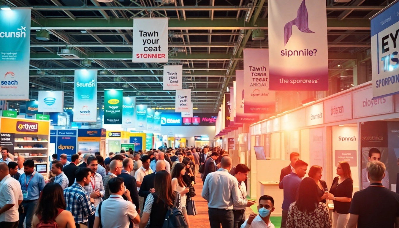 Explore vibrant sponsorship opportunities at a dynamic event with diverse exhibitors and engaged attendees.